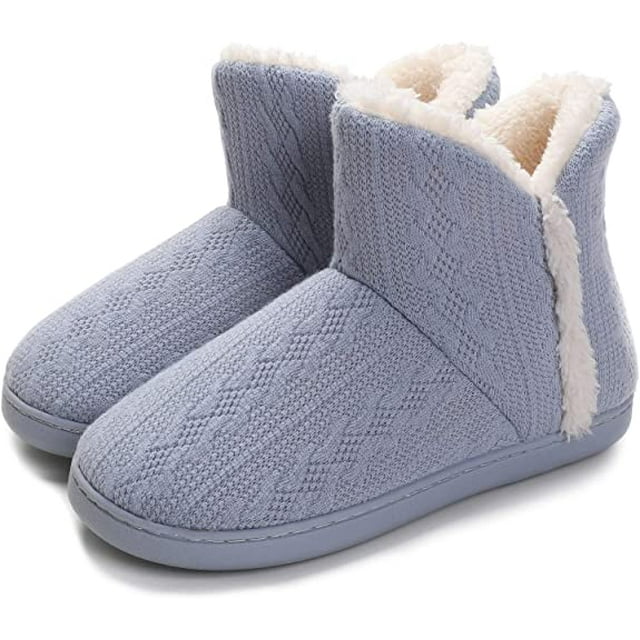 Botas tejidas para mujer, zapatillas con forro de felpa, plantilla y suela exterior JAMW Sencillez