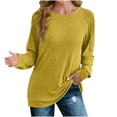 thumbnail image 1 of KIHOUT Spring Winter Womens Tops Fashion Solid Color Round-Neck Pullover Long Sleeve Loose Sweatshirts Tops, 1 of 8