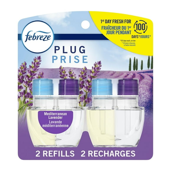 Febreze Plug In Air Freshener, Odor-Fighting Scented Oil Refill, Mediterranean Lavender, 2 Refills
