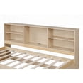 thumbnail image 3 of Twin Size Solid Wood Storage Bed Frame with Side Shelves, 2 Drawers and USB Ports, Natural Color for Bedroom, 3 of 11