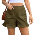 thumbnail image 4 of High Waist Women Straight Leg Ruffle Shorts Dressy Bottom, 4 of 6