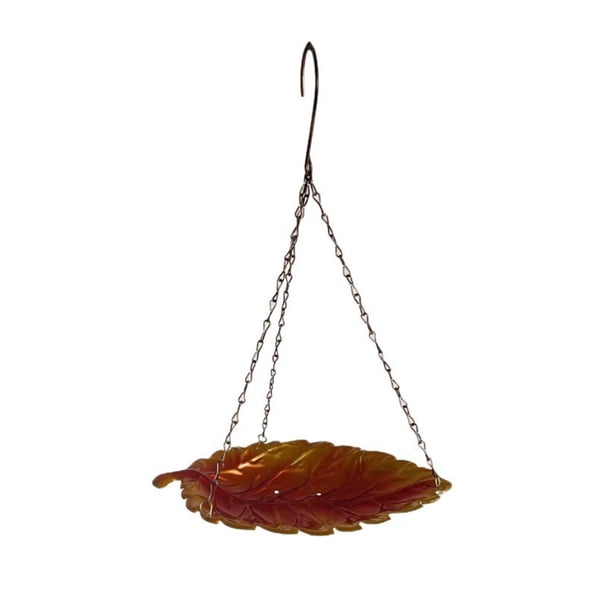 Comedero para pájaros colgante al aire libre, decoración de hojas de Metal, decoración de jardín resistente, bandeja de comida para pájaros para , 26x16x36cm