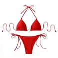 thumbnail image 3 of Babcutegg Women's High Waisted Bikini Set 2 Piece Drawstring Adjustable Swimsuit Ruched Top Tie Side Bottom Bathing Suit Red Size S, 3 of 7