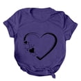 thumbnail image 4 of TSADFHJI Hauts Femmes Court T-Shirt de la Saint-Valentin pour Femme Décontracté Col Rond Simple et Mignon Imprimé Amour Manches Courtes T-Shirt Haut TTTG Violet, 4 of 5