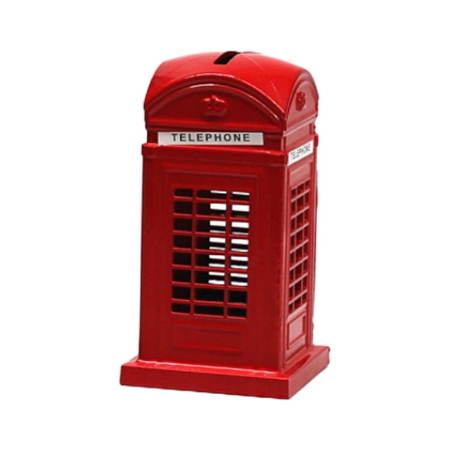 Figura de alcancía, cabina telefónica, figurita, recuerdo, regalo, adorno de escritorio, dinero 6cmx12cm