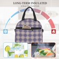 thumbnail image 4 of Uemuo Purple Floral Gingham Check Plaid Printed Lunch Bag Lunch Box Reusable Insulated Lunch Tote Bag, Leakproof Thermal Cooler Sack Food Handbags Case High Capacity, 4 of 5