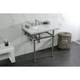 thumbnail image 4 of Kingston Brass LMS3030MBSQ8 Pemberton 30" Carrara Marble Console Sink with Brass Legs (8-Inch, 3-Hole), Carrara Marble White/Brushed Nickel, 4 of 8