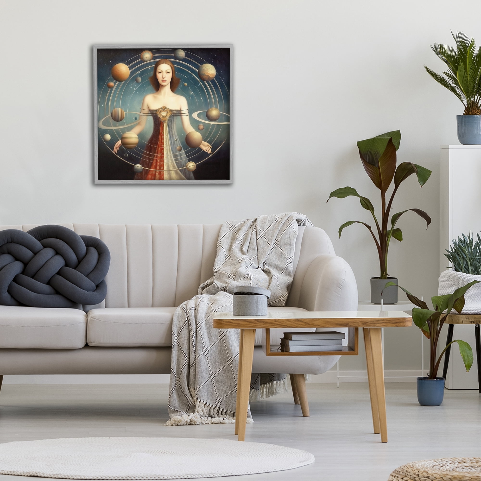 Galactic Orbits Woman Gray Framed Giclee Art, design by Sasha
