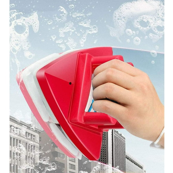 nipocaio Magnetic Window Cleaner, Double Sided Window Cleaning Brush Wiper Cleaning Tools, Exterior Window Cleaner, 5 Speeds Adjustable for High Rise Window Cleaning Window Thickness 0.3"-1.2" ( red)