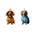 thumbnail image 7 of SLYNSHome Christmas Sausage Dog Hanging Ornament,3.1 Inch Xmas Cartoon Dachshund with Clothes Pendant Acrylic Flat Small Animal Sign for Tree Party Car Xmas Home Decoration (Blue), 7 of 7
