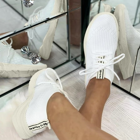 

Alueeu Women s sneakers Fashion Women s Casual Shoes Breathable Lace-up Wedges Outdoor Leisure Sneakers