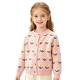thumbnail image 2 of Girls' Long Sleeve Cardigans Lightweight Crewneck Sweater Classic Button-Up School Uniform Cute Flower Embroidery Knit Jacket, 2 of 5