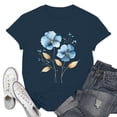 thumbnail image 2 of NAMTYQX Casual Tops for Women Short Sleeve Fullprint Graphic Cute Plus Size Relaxed Fit Cool Stretchy Crewneck Short Sleeve Tops for Women Navy Size 3XL, 2 of 5