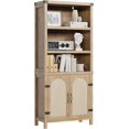 thumbnail image 7 of IdeaHouse Rustic Bookshelves with Doors, 70" Tall Wooden Bookcase with 3 Shelves & Cabinets, Floor-Standing Storage for Living Room, Office, Bedroom, 7 of 7