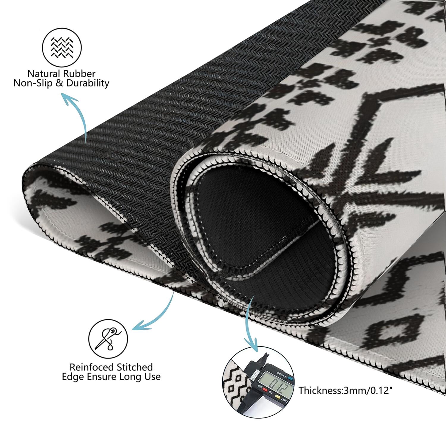 Large 31.5 Inch Boho Mahjong Table Mat, Professional Rubber Non-Slip Pad with Noise Reduction for Tiles, Versatile Mat for Card Games Board Games and Tabletop