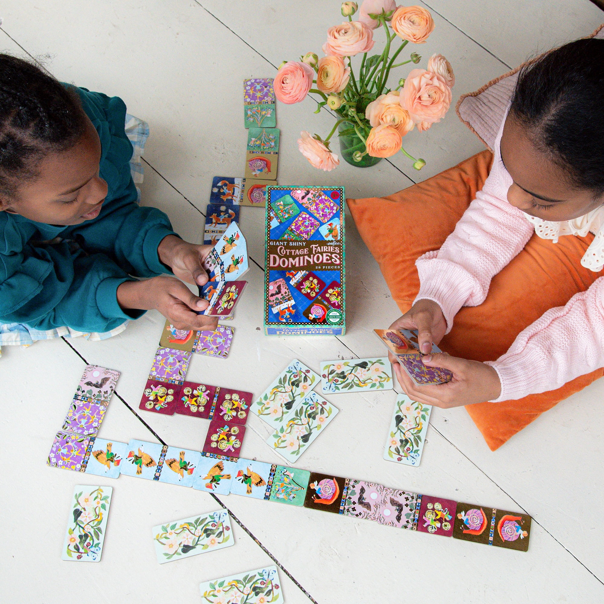 eeBoo Cottage Fairies Giant Shiny Dominoes, Ages 3+, For 2+ Players - Reinforces Matching, Counting, And Sequencing Skills Through Hands-On Play
