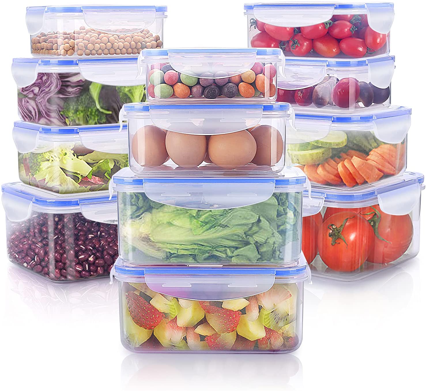 JENDEHO 24 Pieces Food Storage Containers Set Large Capacity Meal