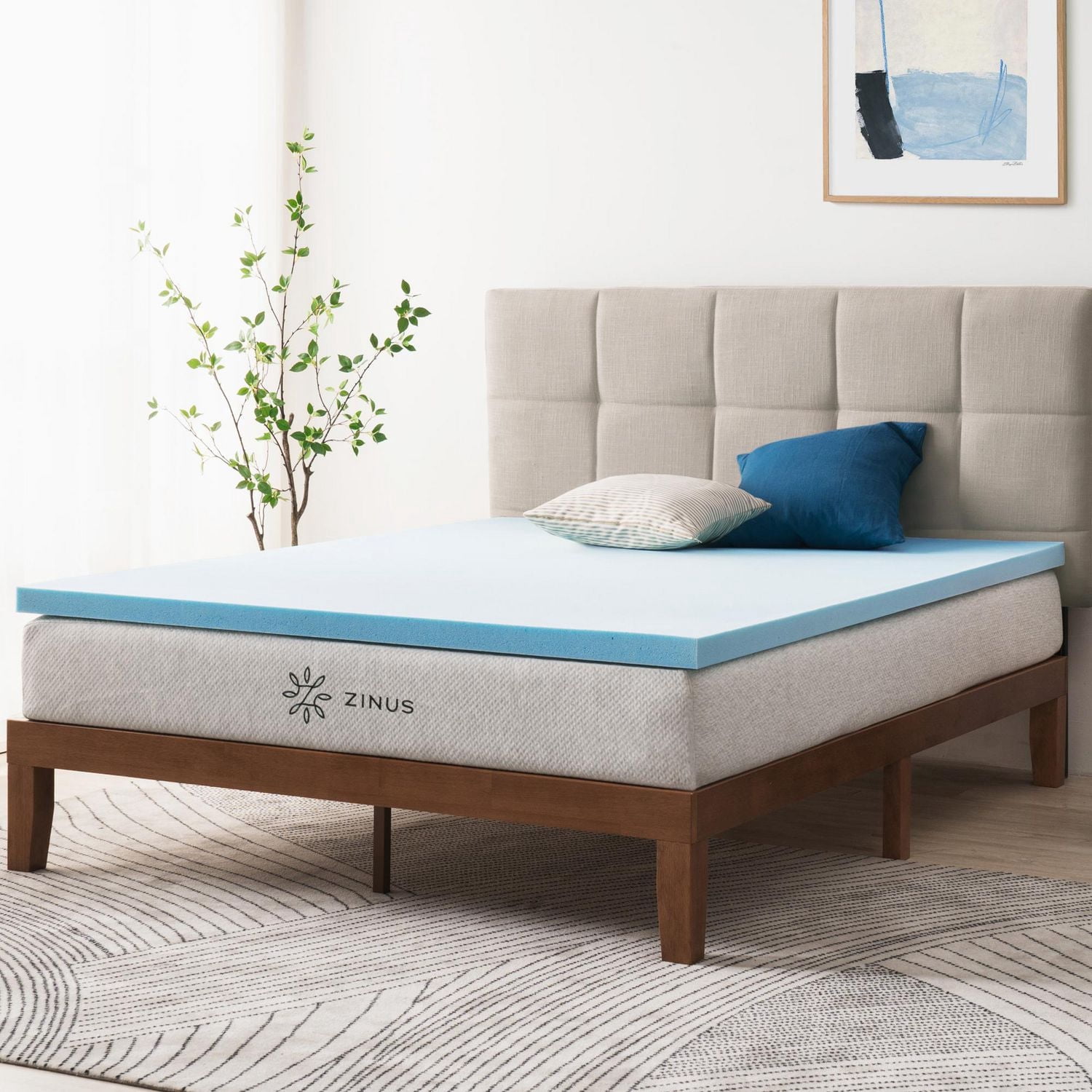 Surmatelas en mousse mémoire au gel rafraîchissant Zinus Spa Sensations, grand, 2 po, soulagement de la pression, mousse certifiée CertiPUR-US