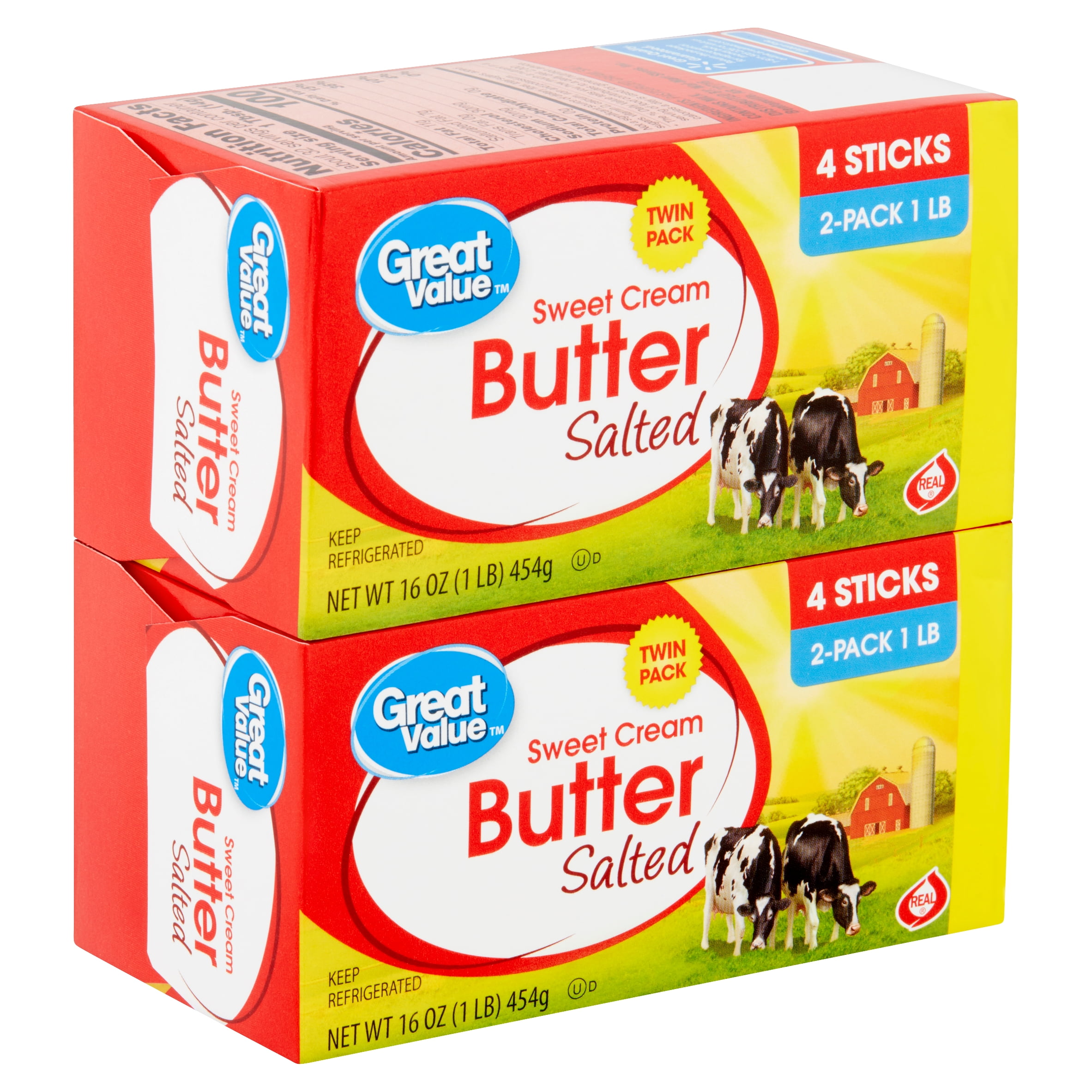 Great Value Salted Sweet Cream Butter 16 Oz 4 Sticks 2 Pack 