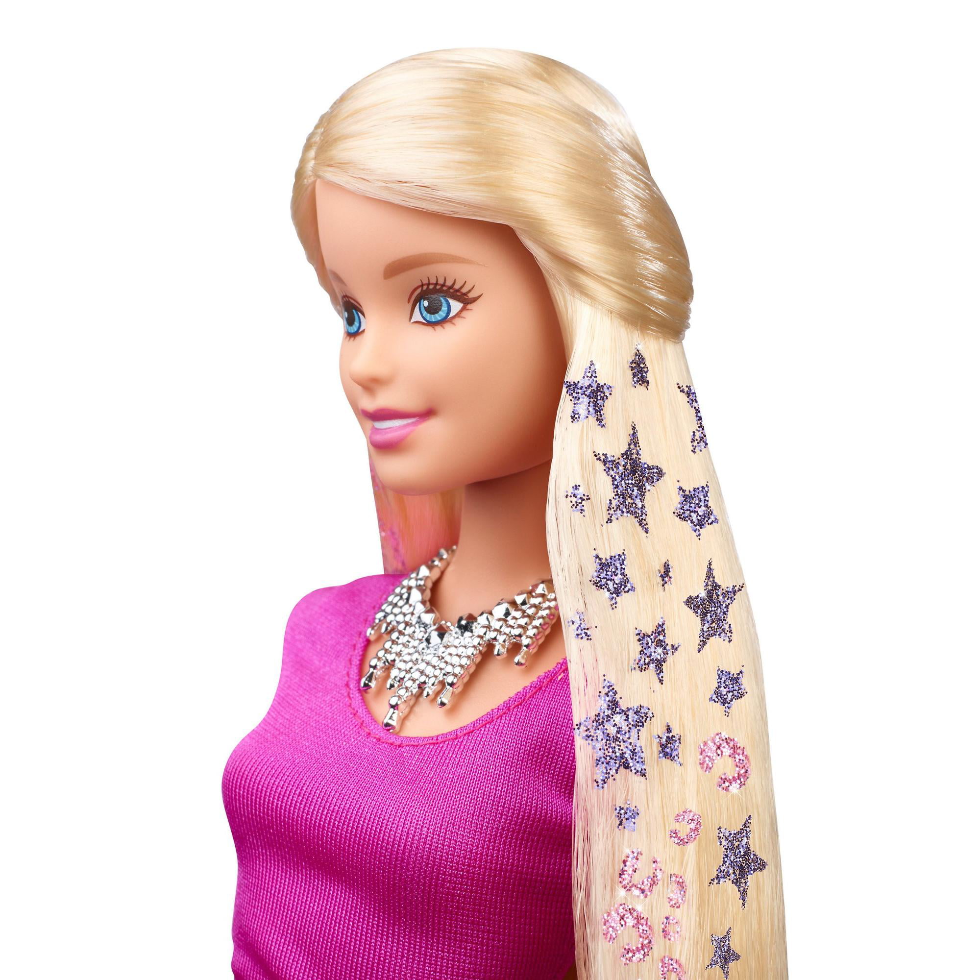 Streng hoe te gebruiken lens Barbie Glitter Hair Design Doll - Walmart.com