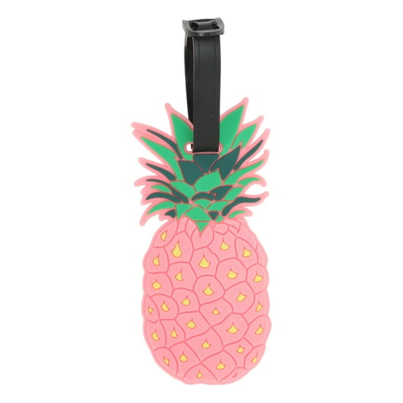 Unique Bargains 1 Pc Pineapple Luggage Tag for Travelling Pink Soft Rubber