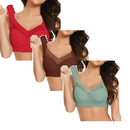 LUOGENLI Female Women Bras Pack Women s Large Strapless Lace Tank Top Underwear Thin Side Fold Side Gather Adjustable *3Pcs Women Bra Women s Bras Push Up XXXL