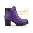 thumbnail image 3 of BLISSFUL STEP Women's Ankle Boots Platform Chunky Heel Side Zipper Lace Up Combat Boots Purple 8, 3 of 4