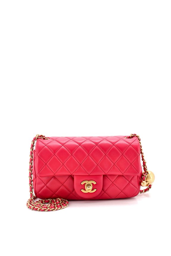 Pre-Owned Pearl Crush Flap Bag Quilted Lambskin Mini By Rebag