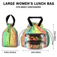 thumbnail image 5 of Pioneer Flower Floral Print Pattern Drawstring Lunch Bag Women - Drawstring Lunch Bag Insulated for Work Office - Stain-Resistant Large Lunchbags for Women with Multi-Pockets, 5 of 6