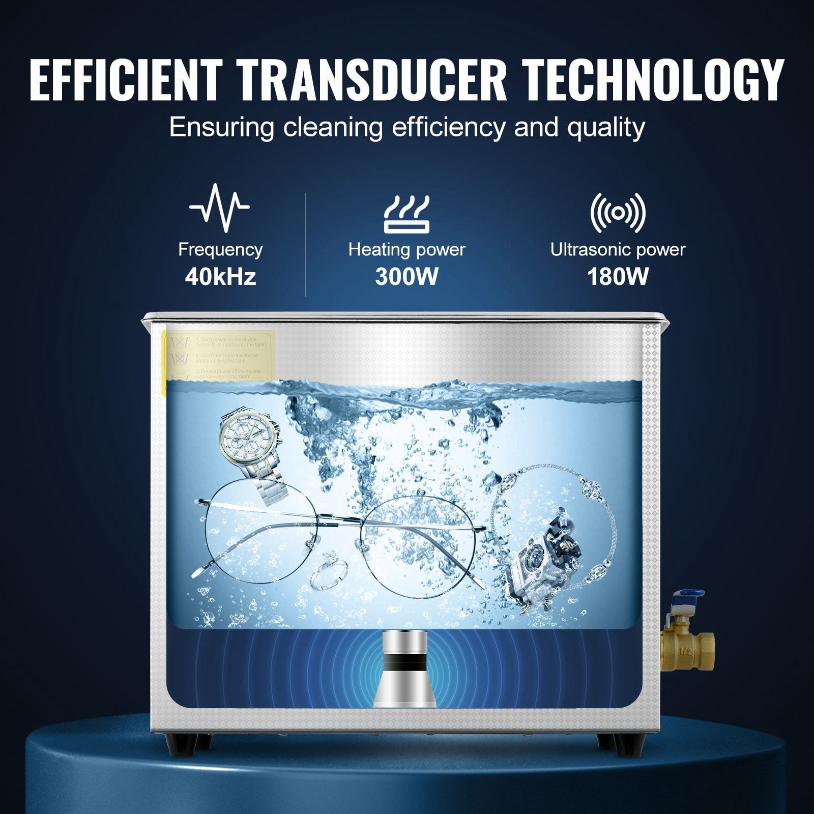 Commercial Ultrasonic Cleaner 6L with 40kHz Frequency, Digital Timer & Heater, Stainless Steel Tank, Professional Cleaning Machine for Jewelry, Watches, Instruments
