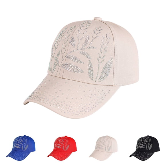 Breezora Womens Adjustable Breathable Sequins Cap Casual Baseball Hat for Summer Beach Holidays
