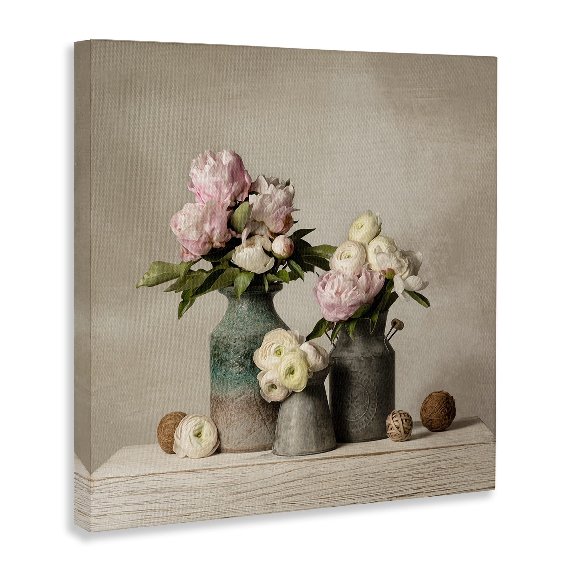 Stupell Industries Three Spring Blooms Plants & Flowers Painting Wrapped Canvas Art Print Wall Art, 17 x 17