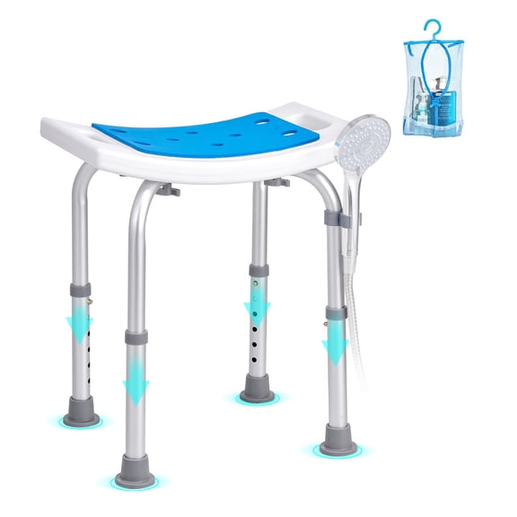 350 lbs Shower Chair, Adjustable Height Shower Stool, Non-Slip Bath Seat for Inside Shower or Tub, for Elderly, Disabled, Handicap