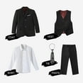 thumbnail image 4 of Boys Suit Slim Fit 5 Piece for Kids Toddler Suit Wedding Outfit for Teenage Boys Formal Tuxedo Set, 4 of 11