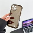 thumbnail image 4 of Compatible with iPhone 14 Case,Cute Clear Curly Wave Frame Shape Design with Camera Lens Protector Cover,Soft Slim Transparent TPU Full Protection Case for Women and Girls-Black, 4 of 12
