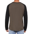 thumbnail image 3 of Camisetas de manga larga Raglan casual para hombres INSPIRE CHIC, estilo Henley, XL, color marrón y negro, 3 of 6