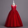 thumbnail image 5 of Glisme Little Girls Dress Solid Color Sleeveless Crew Neck Performance Formal Princess Girls Dresses, 5 of 9