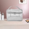 thumbnail image 5 of Unique Bargains 1 Pc Large Capacity Drawstring Makeup Bag for Vacation Business Travel Mesh Fabric grey, 5 of 6