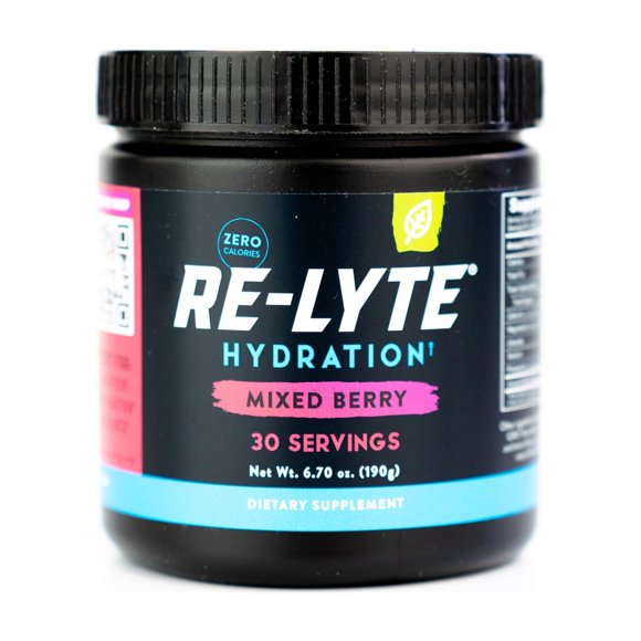 REDMOND RE-LYTE, Electrolitos Naturales con Real-Salt, Hidrataci&oacute;n Clean sin Calor&iacute;as ni Az&uacute;cares, 30 Porciones, Sabor Mixed Berry