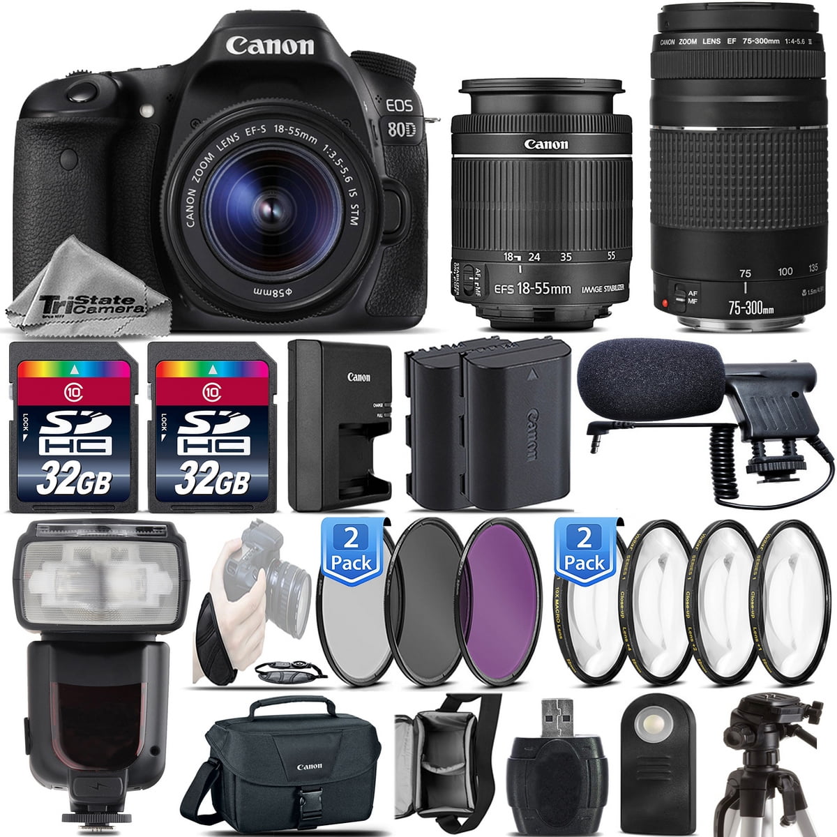 Canon 80D DSLR NFC 1080p DIGIC 6 Camera + 18-55mm IS STM + 75-300mm III Walmart.com