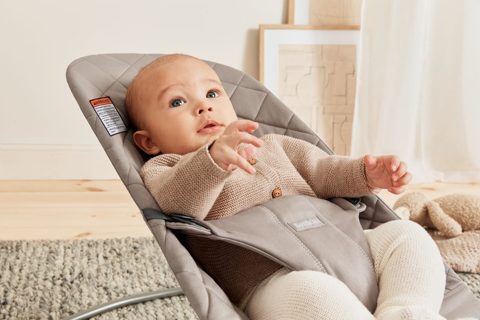 BabyBjorn Bouncer Bliss Baby Bouncer, Classic Quilt, Sand Grey
