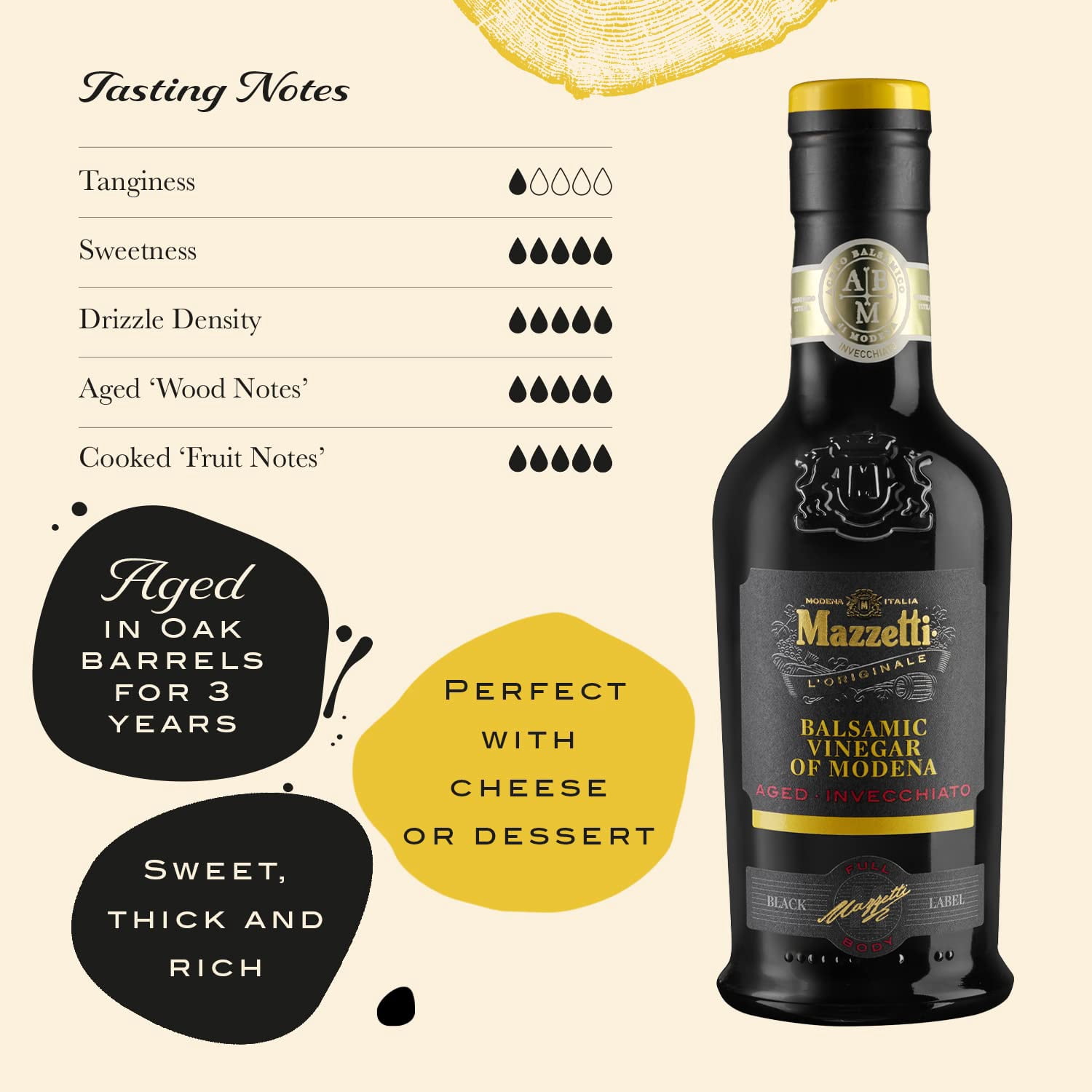 Mazzetti 5-Leaf Black Balsamic Vinegar 8.45 Oz - Pack Of 6