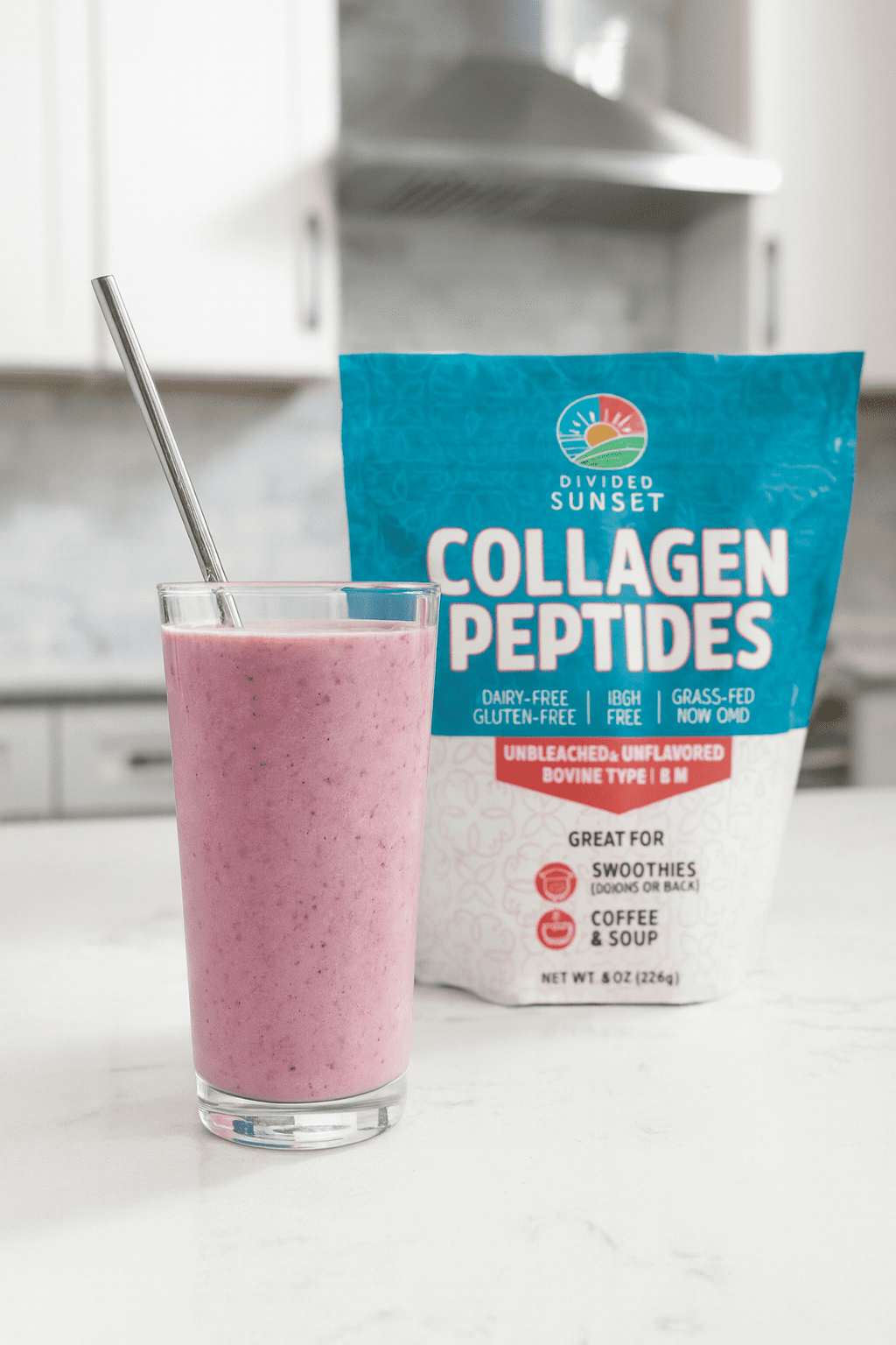 Divided Sunset Collagen Peptides Powder Mix, Unflavored - Unbleached, 8 oz