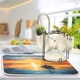 thumbnail image 5 of Dish Drying Mat Kitchen Counter Boat and Sunset Dishes Drainer Pad Absorbent Microfiber Reversible 16"x18", 5 of 7