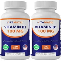 Vitamatic Vitamin B1 (As Thiamine Mononitrate) 100 mg - 250 Vegetarian Tablets - 2 Pack