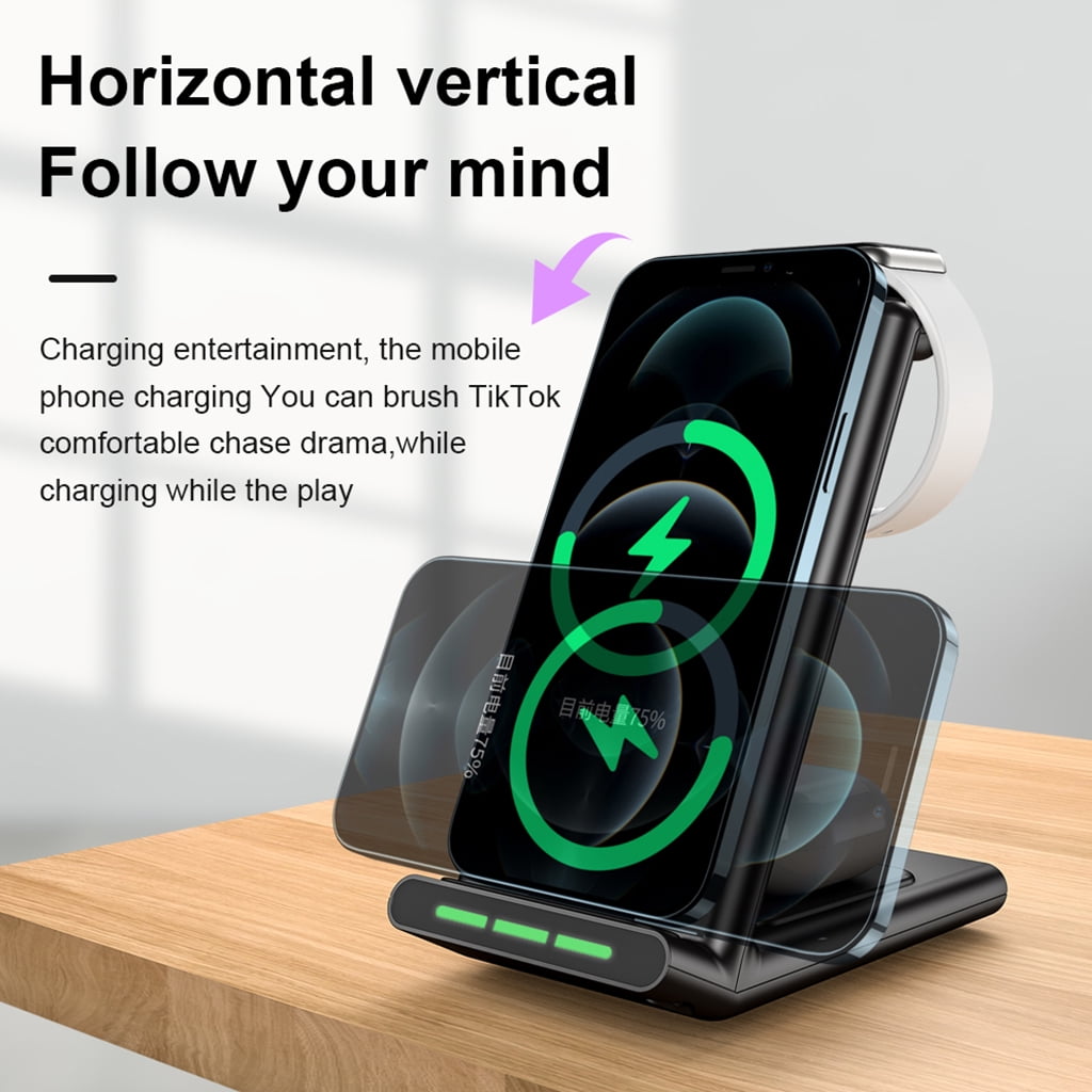AOOOWER 3 in 1 Charging with Indication Function High Power Charger 15W for Android/for Apple/