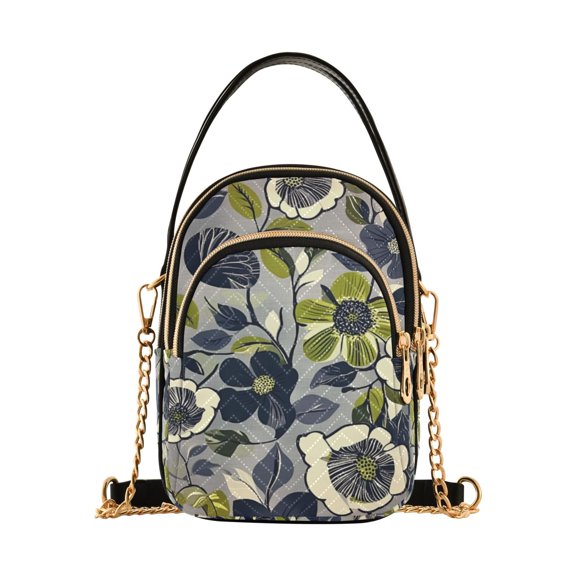 FORMRS Crossbody Bag for Women Shoulder Cell Phone Purse with Zipper, Green Floral