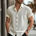 thumbnail image 2 of Mens Button Down Shirt Printed Tee Mesh Sleeve Short Sleeve Top Thick T Shirt Mens Leopard Print Tee Light Shirts for Men Pajama Big And Tall Casual Solid Dress Men's Solid Color Casual Beige XL, 2 of 8