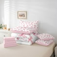 thumbnail image 6 of Castle Fairy Kids Teens Cute Ribbon Bow Knot Bedding Comforter Set 7-Piece,Geometric Plaid Bowknot King Bedding Sets,Cartoon Kawaii Bow Ultra Soft Bed Sheets,Breathable Home Decor,Reversible, 6 of 8