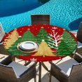 thumbnail image 6 of Red Christmas Tree Round Tablecloth, Fitted Table Cover with Elastic for 45"-54" Round Tables, Green Golden Xmas Tree Snowflake Winter Table Cloth Outdoor Indoor Dinning Party Waterproof Tablecloths, 6 of 7